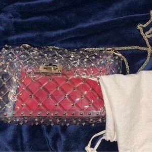 Red and Gold Studded Women Bag